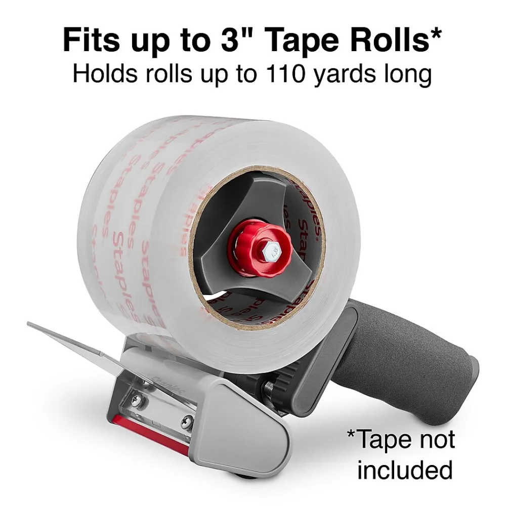 Hot Staples Comfort Grip 3" Packing Tape Dispenser, Gray (ST56467)