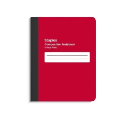 Composition Notebooks|Staples Composition Notebook, 7.5" x 9.75", College Ruled, 80 Sheets, (ST55081) Red