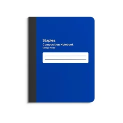 Composition Notebooks|Staples Composition Notebook, 7.5" x 9.75", College Ruled, 80 Sheets, (ST55082) Blue