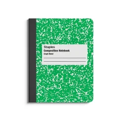 Composition Notebooks|Staples ® Composition Notebooks, 7.5" x 9.75", Graph Ruled, 80 Sheets, /White (ST55068C) Green