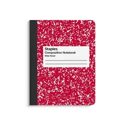 Composition Notebooks|Staples ® Composition Notebooks, 7.5" x 9.75", Wide Ruled, 100 Sheets, , 4/Pack (ST58368) Assorted Colors