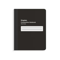 Composition Notebooks|Staples Composition Notebook, 7.5" x 9.75", Black, 4/Pack (TR58294)