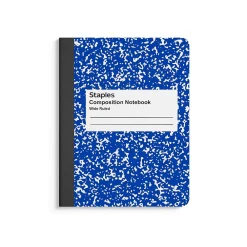 Notebooks|Staples ® Composition Notebook, 7.5" x 9.75", Wide Ruled, 100 Sheets, (ST55073) Blue