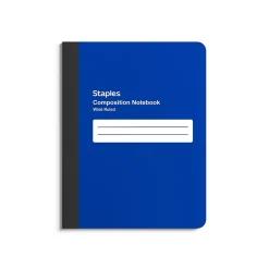 Composition Notebooks|Staples Composition Notebook, 7.5" x 9.75", Wide Ruled, 80 Sheets, (ST55086) Blue