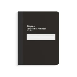 Composition Notebooks|Staples Composition Notebook, 7.5" x 9.75", Wide Ruled, 80 Sheets, (ST55087) Black
