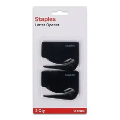Discount Staples Concealed Blade Letter Opener, Black, 2/Pack (18006-CC)