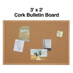 Bulletin*Staples Cork Bulletin Board, Oak Frame, 3'W x 2'H (28336-CC)