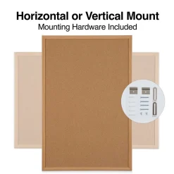 Bulletin*Staples Cork Bulletin Board, Oak Frame, 3'W x 2'H (28336-CC)