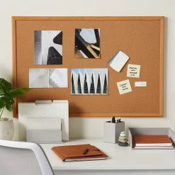 Bulletin*Staples Cork Bulletin Board, Oak Frame, 3'W x 2'H (28336-CC)
