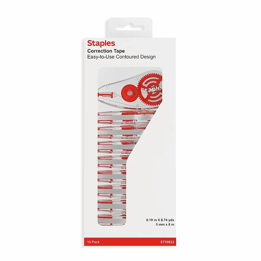 Correction & White-Out|Staples Correction Tape, White, 10/Pack (ST59822/51666)
