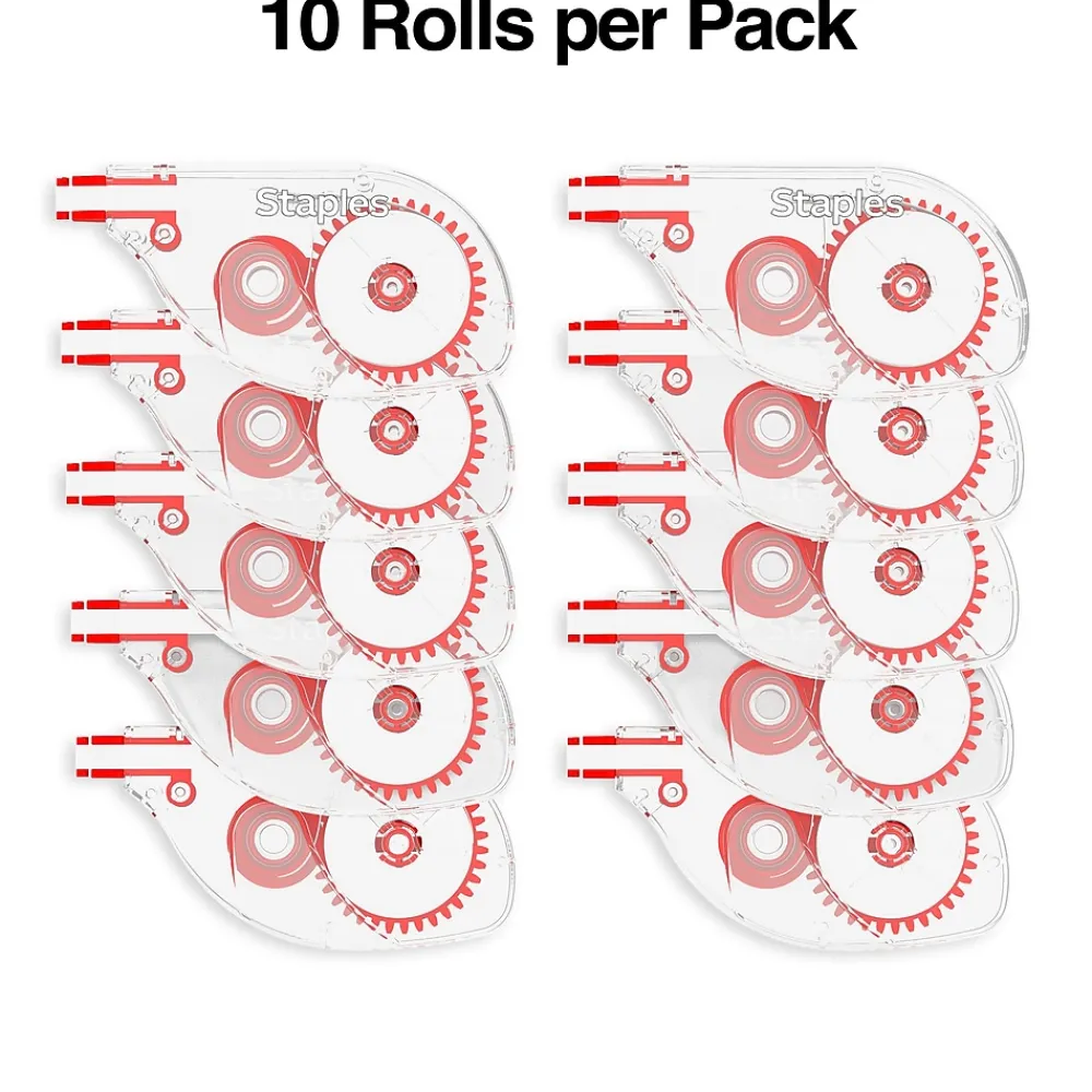 Correction & White-Out|Staples Correction Tape, White, 10/Pack (ST59820)