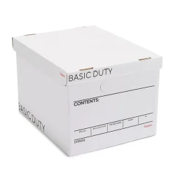 File Storage|Staples Corrugated File Box Lift Off Lid, Letter/Legal Size, White/Black, 20/Pack (3325010/3325007)