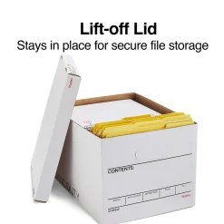 File Storage|Staples Corrugated File Box Lift Off Lid, Letter/Legal Size, White/Black, 20/Pack (3325010/3325007)