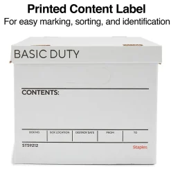 File Storage|Staples Corrugated File Box Lift Off Lid, Letter/Legal Size, White/Black, 20/Pack (3325010/3325007)