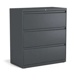 File Cabinets*Staples 3-Drawer Lateral File Cabinet, Letter/Legal Size, Lockable, 40.25"H x 36"W x 18.63"D, Charcoal (60947/20885)