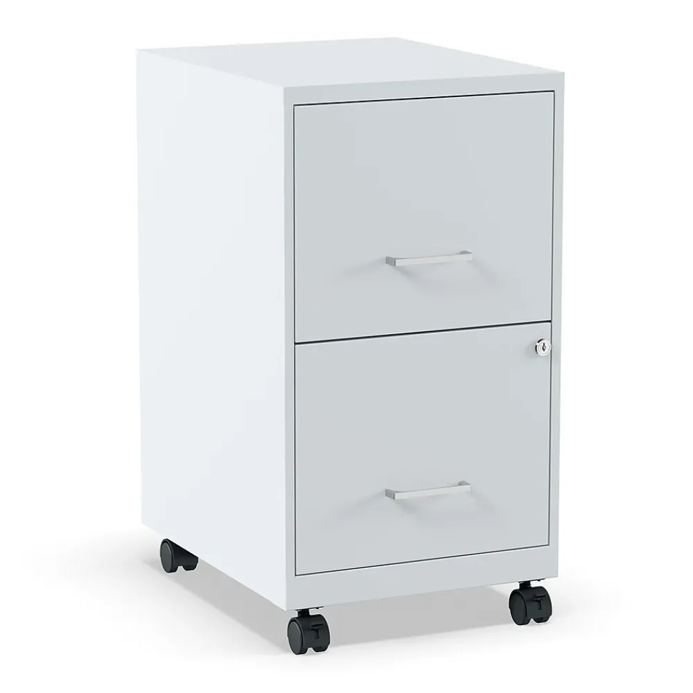 File Cabinets*Staples 2-Drawer Mobile Vertical File Cabinet, Letter Size, Lockable, 26.3"H x 14.3"W x 18.9"D, Gray (ST60053-CC) Platinum
