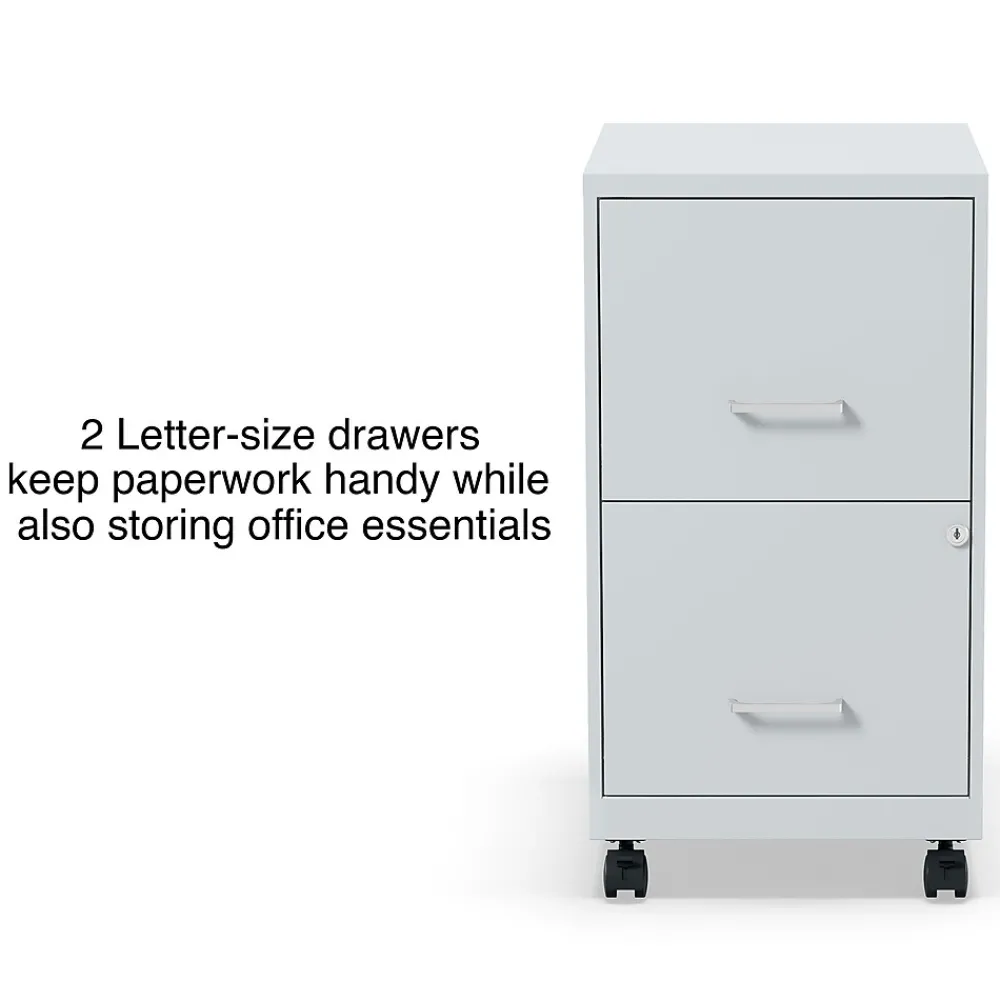 File Cabinets*Staples 2-Drawer Mobile Vertical File Cabinet, Letter Size, Lockable, 26.3"H x 14.3"W x 18.9"D, Gray (ST60053-CC) Platinum