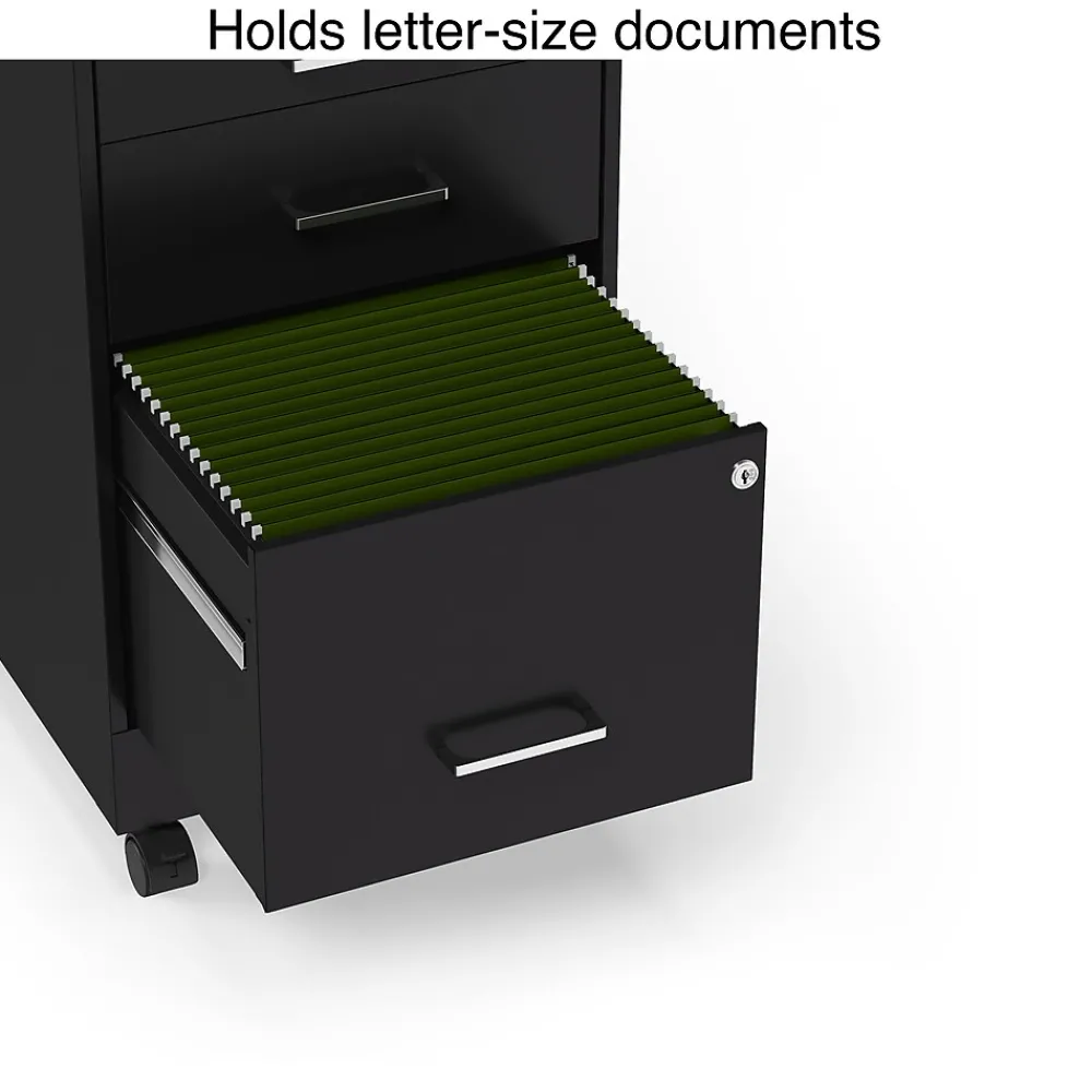 File Cabinets*Staples 3-Drawer Mobile Vertical File Cabinet, Letter Size, Lockable, 25.7"H x 14.3"W x 19.9"D, Black (ST52156-CC)