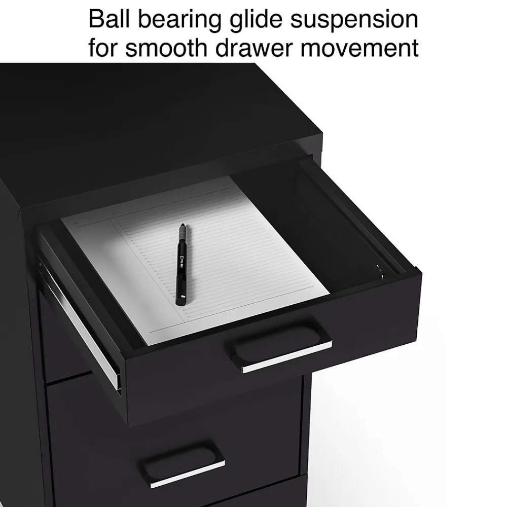 File Cabinets*Staples 3-Drawer Mobile Vertical File Cabinet, Letter Size, Lockable, 25.7"H x 14.3"W x 19.9"D, Black (ST52156-CC)