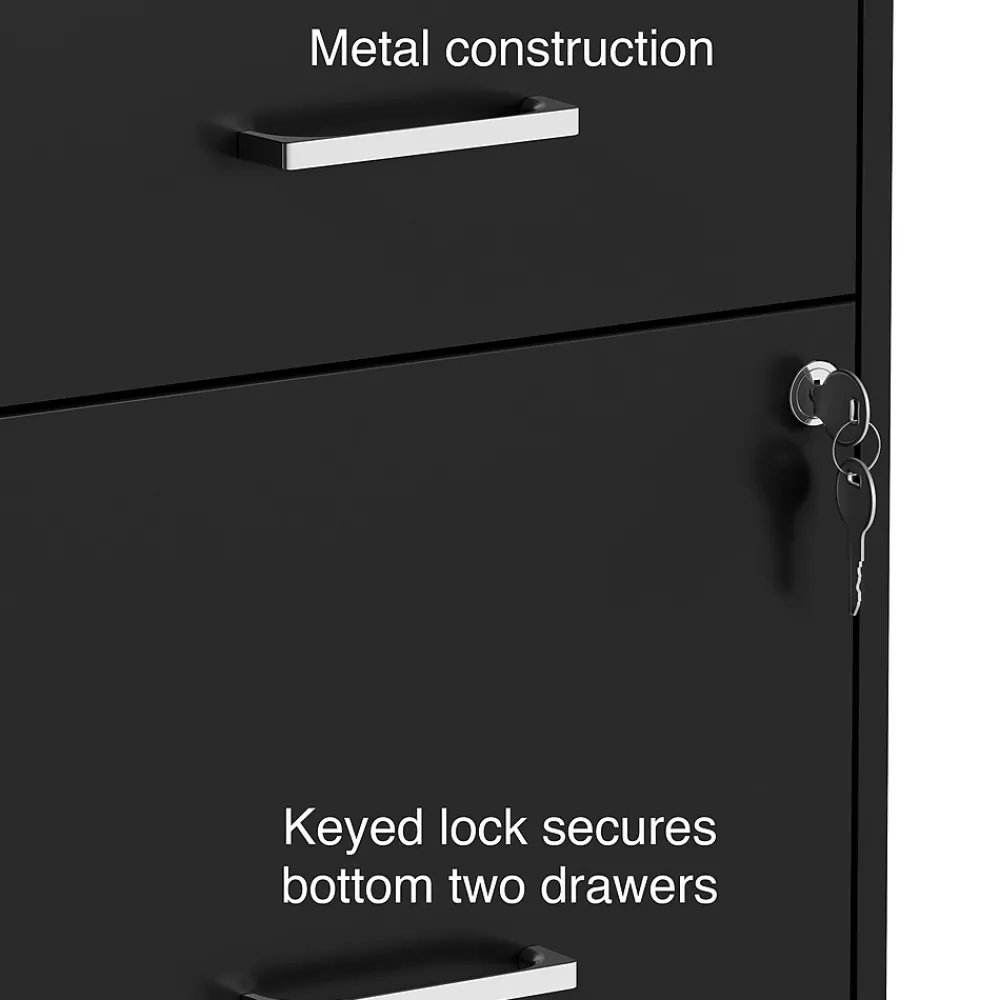 File Cabinets*Staples 3-Drawer Mobile Vertical File Cabinet, Letter Size, Lockable, 25.7"H x 14.3"W x 19.9"D, Black (ST52156-CC)