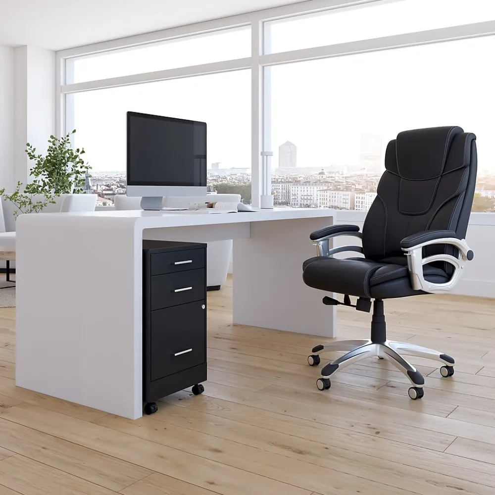 File Cabinets*Staples 3-Drawer Mobile Vertical File Cabinet, Letter Size, Lockable, 25.7"H x 14.3"W x 19.9"D, Black (ST52156-CC)