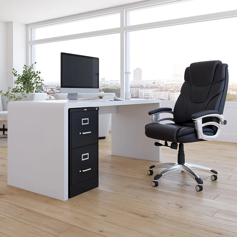 File Cabinets*Staples 2-Drawer Mobile Vertical File Cabinet, Letter Size, Lockable, 29"H x 15"W x 25"D, Black (59555/25420)