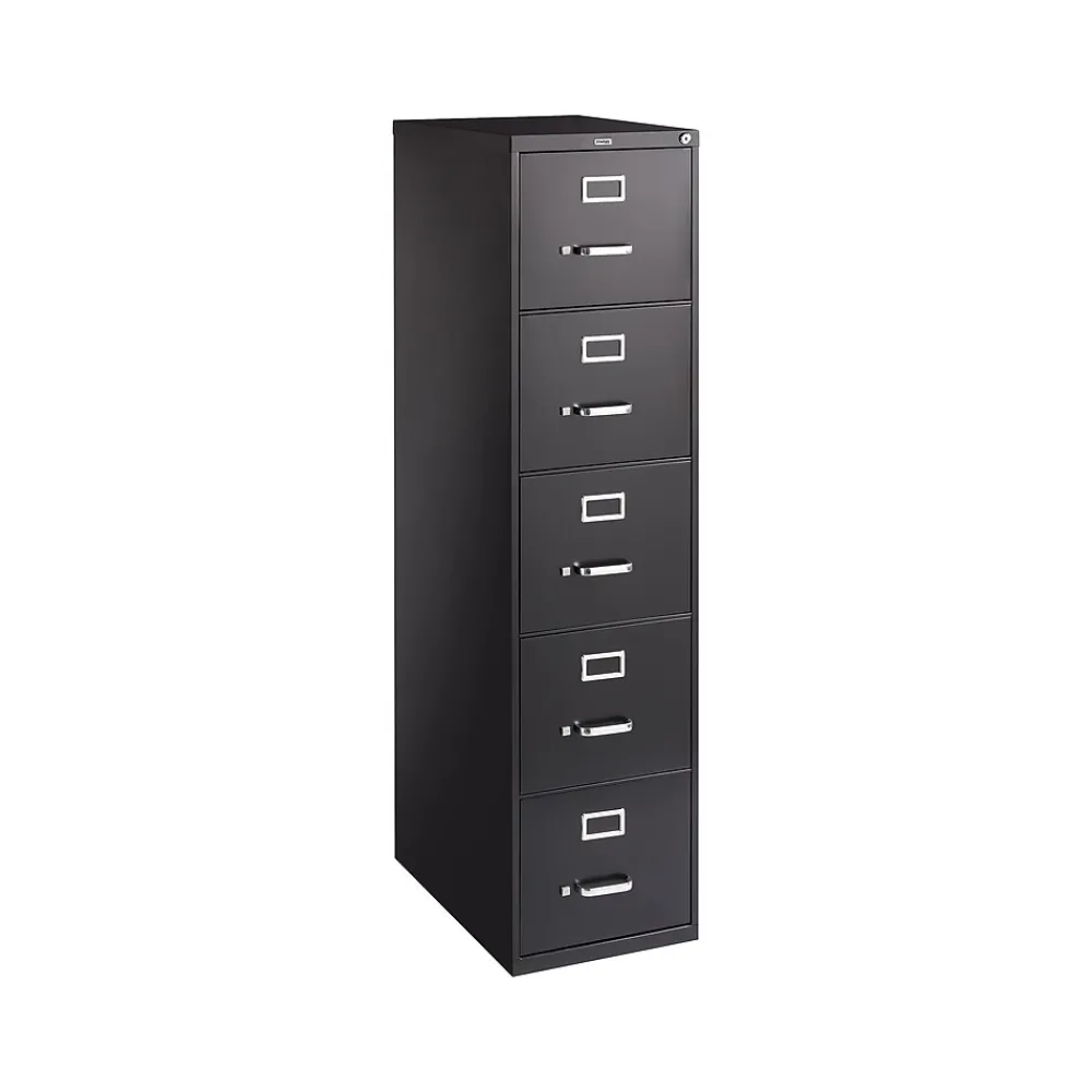 File Cabinets*Staples 5-Drawer Vertical File Cabinet, Letter Size, Lockable, 61.38"H x 15"W x 26.5"D, (59589/25432) Black