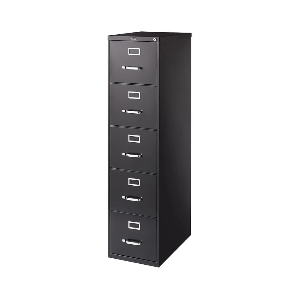 File Cabinets*Staples 5-Drawer Vertical File Cabinet, Letter Size, Lockable, 61.38"H x 15"W x 26.5"D, (59589/25432) Black