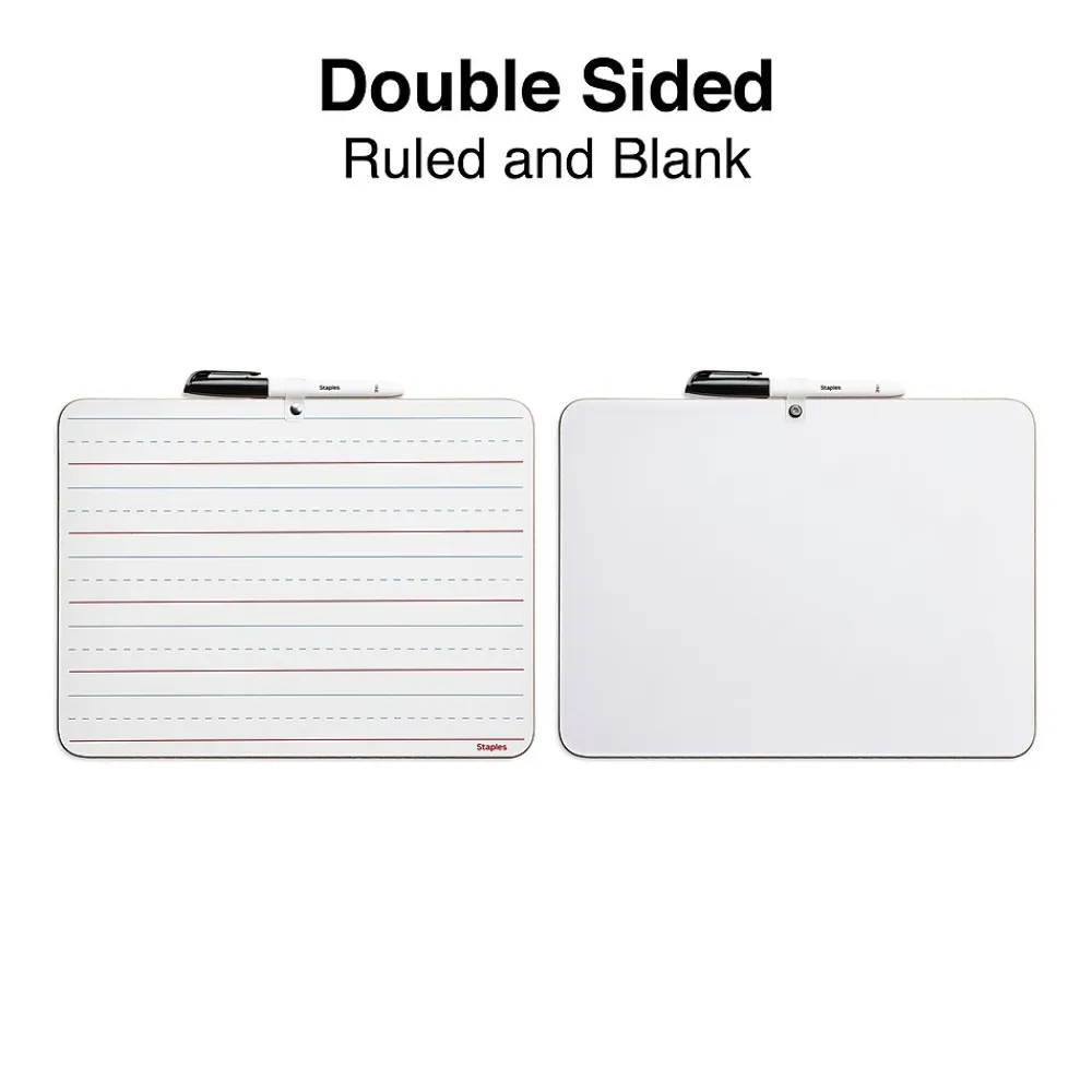 Dry Erase*Staples Dry-Erase Learning Board, 8.9" x 11.8" 12/PK