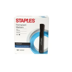 Markers|Staples DuraMark Tank Permanent Marker, Chisel Tip, Black, 12/Pack (10403-CC)