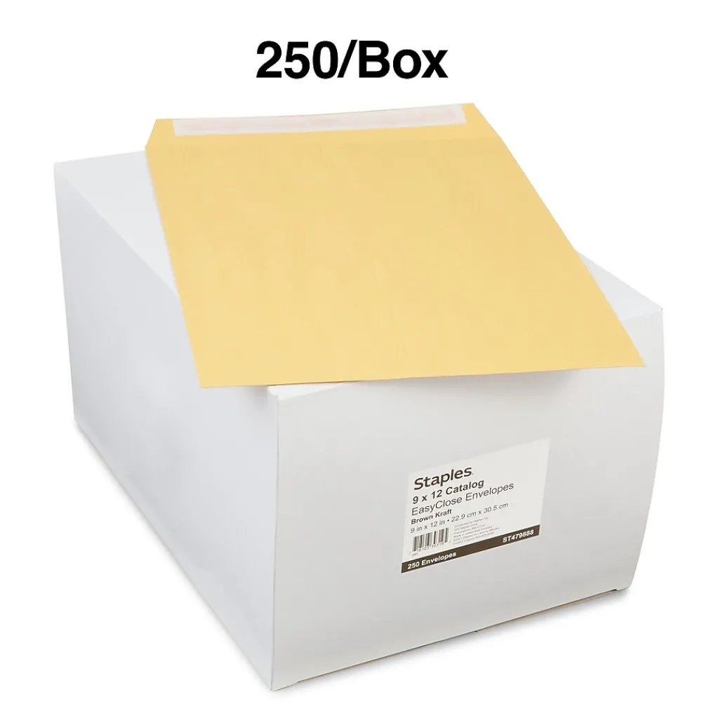 Online Staples EasyClose Self Seal #10 1/2 Kraft Catalog Envelope, 9" x 12", Brown, 250/Box (ST479888-CC)