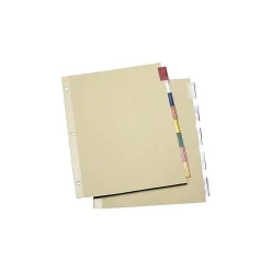 Dividers|Staples Economy Insertable Paper Dividers, 8-Tab, Multicolor, 6 Sets/Pack (13520/14486)