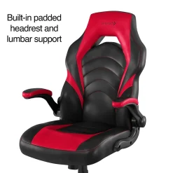Gaming Chairs*Emerge Staples Vortex Bonded Leather Ergonomic Gaming Chair, Black and (51465-CC) Red