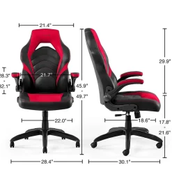 Gaming Chairs*Emerge Staples Vortex Bonded Leather Ergonomic Gaming Chair, Black and (51465-CC) Red