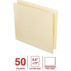 File Folders|Staples End Tab File Folder, Straight Cut, Letter Size, Manila, Reinforced Tab, 50/Box (ST62572)