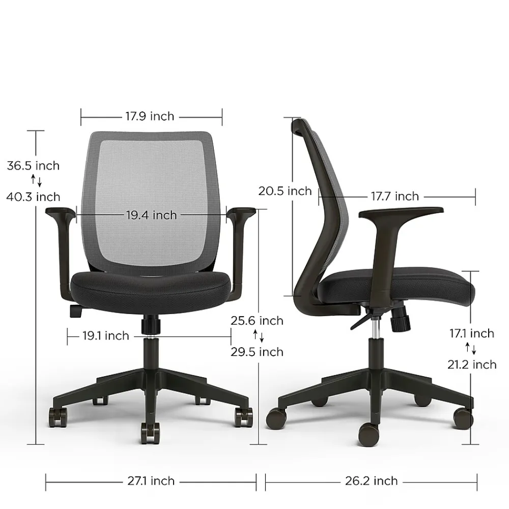 Ergonomic Chairs*Staples Essentials Ergonomic Fabric Swivel Task Chair, (UN56947) Black