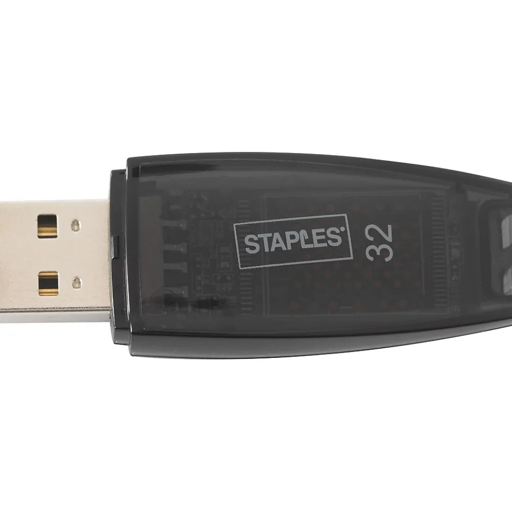 Hot Staples Everyday 32GB USB 2.0 Type A Flash Drive, Black (28205)