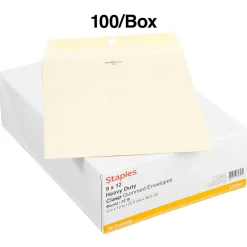 Hot Staples Extra-Heavyweight Clasp & Moistenable Glue Catalog Envelopes, 9
