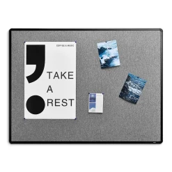 Bulletin*Staples Fabric Bulletin Board, Black Frame, 4' x 3' (ST61264)