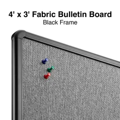 Bulletin*Staples Fabric Bulletin Board, Black Frame, 4' x 3' (ST61264)