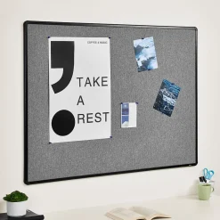 Bulletin*Staples Fabric Bulletin Board, Black Frame, 4' x 3' (ST61264)