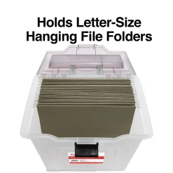 File Storage|Staples File Box File Portable Tote, Letter Size, Clear (140165/111112)