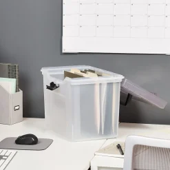File Storage|Staples File Box File Portable Tote, Letter Size, Clear (140165/111112)