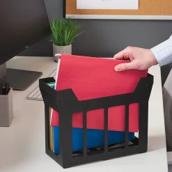 File Storage|Staples ® File Caddy with File Folders, Open Lid, Letter, Black (10613)