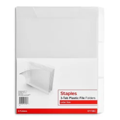 File Folders|Staples File Folder, 3 Tab, Letter Size, Translucent Clear, 6/Pack (TR11863)