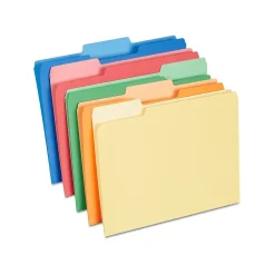 File Folders|Staples File Folders, 1/3-Cut Tab, Letter Size, Assorted, 100/Box (ST378995-CC) Kraft