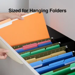 File Folders|Staples File Folders, 1/3-Cut Tab, Letter Size, Assorted, 100/Box (ST378995-CC) Kraft