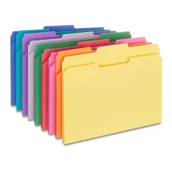File Folders|Staples File Folders, 1/3-Cut Tab, Letter Size, , 250/Box (ST576937-CC) Assorted
