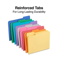 File Folders|Staples File Folders, 1/3-Cut Tab, Letter Size, , 250/Box (ST576937-CC) Assorted