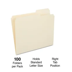 File Folders|Staples File Folders, Letter Size, Manila, 100/Box (ST508812/508812)